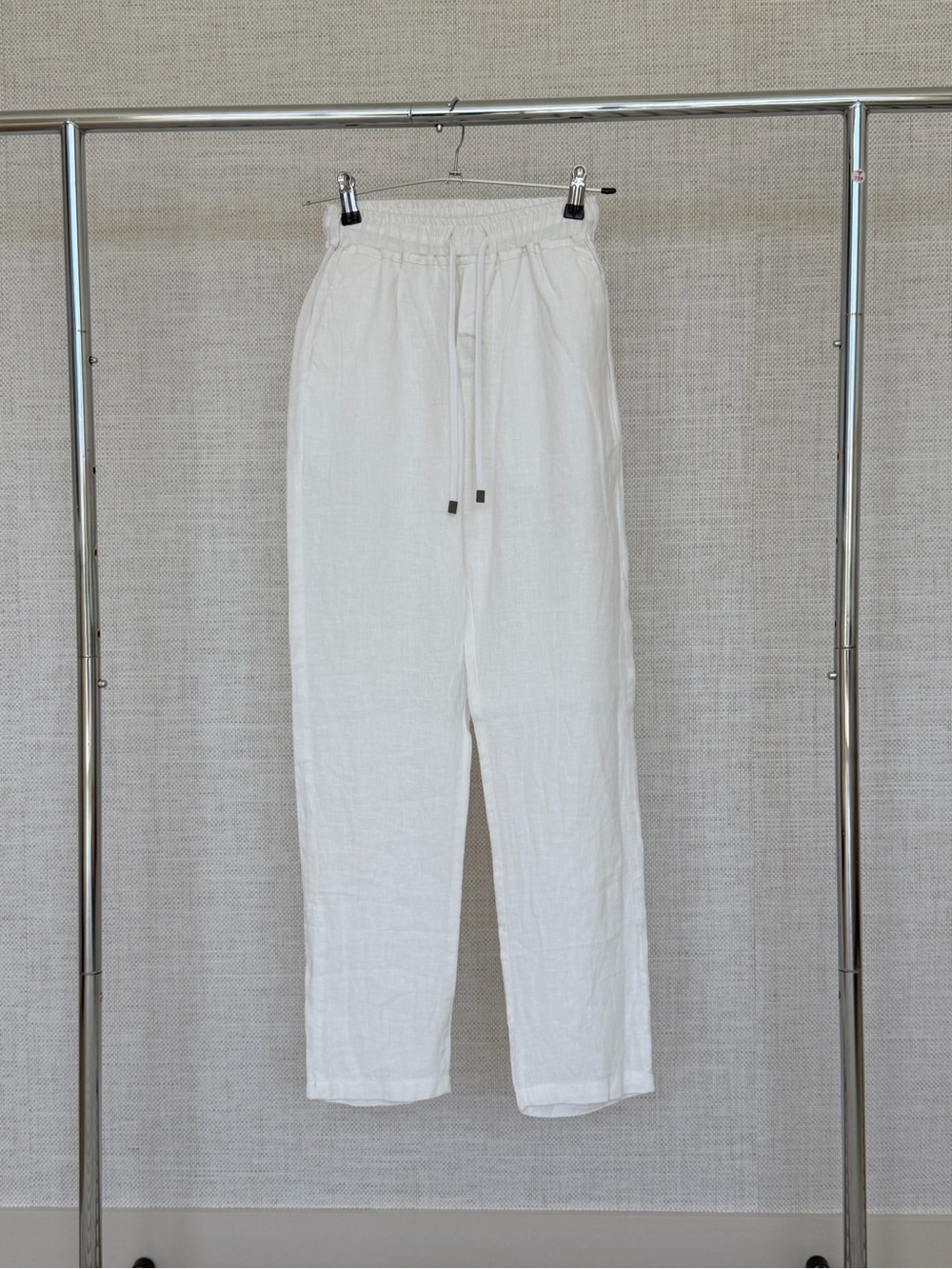 Primo Emporio White Linen Drawstring Joggers